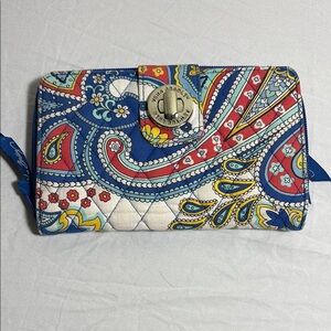 Vera Bradley Marina Paisley Turnlock and Zip Around Wallet Preowned
